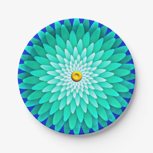 Blue Flower Mandala-68566 Paper Plates (Front)