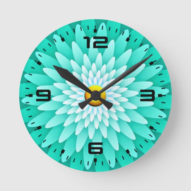 Blue Flower Mandala-68566 Round Clock (Front)