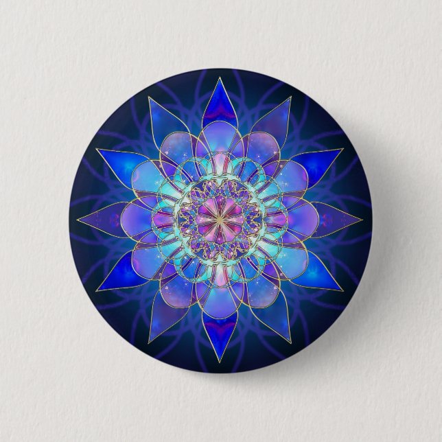 Blue Flower Mandala Fractal 6 Cm Round Badge (Front)