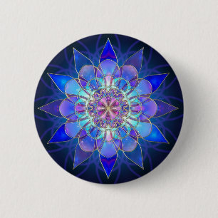 Blue Flower Mandala Fractal 6 Cm Round Badge
