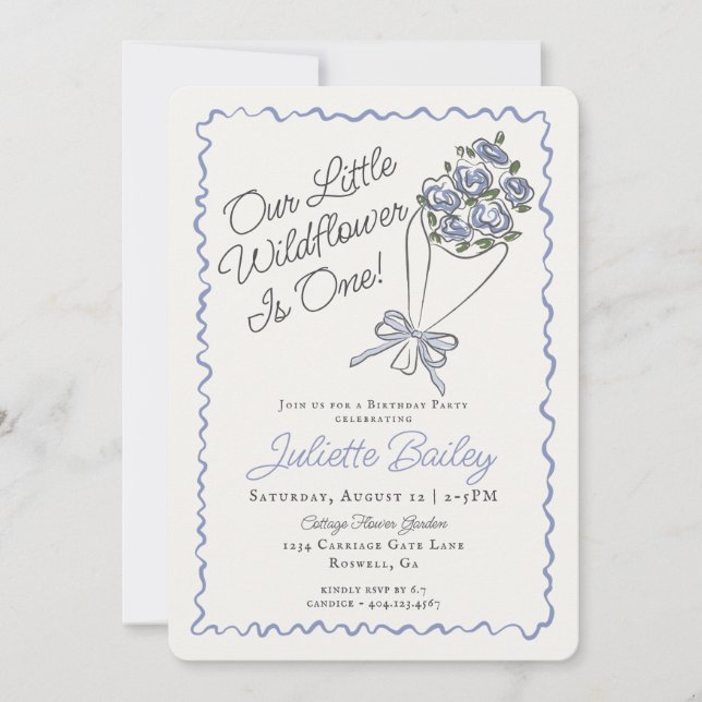 Blue Flower Market Farm FBirthday Invitation (Front)