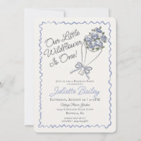 Blue Flower Market Farm FBirthday Invitation