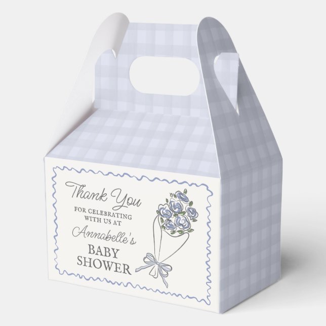 Blue Flower Market Fresh Floral Baby Shower Favour Box (Front)