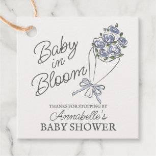 Blue Flower Market Fresh Floral Baby Shower Favour Tags