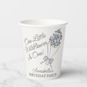 Blue Flower Market Fresh Floral Birthday Party Paper Cups