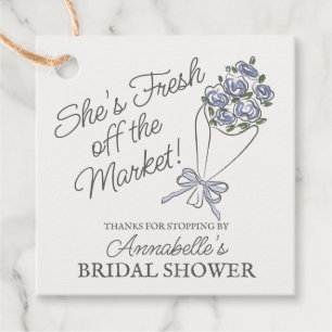 Blue Flower Market Fresh Floral Bridal Shower Favour Tags