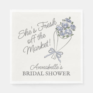 Blue Flower Market Fresh Floral Bridal Shower Napkin