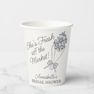 Blue Flower Market Fresh Floral Bridal Shower Paper Cups