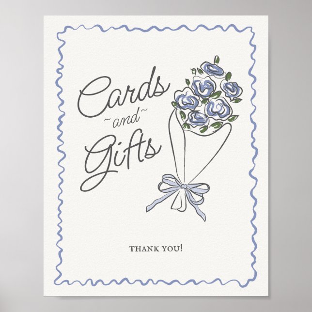 Blue Flower Market Fresh Floral Cards and Gifts Poster (Front)