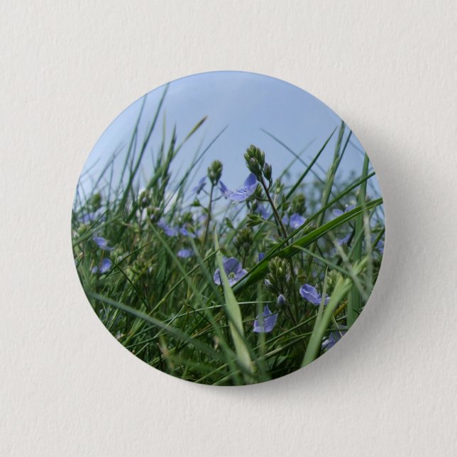 Blue Flower Meadow Button / Badge (Front)