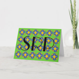 Blue Flower Medallions Monogram Note Card