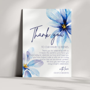 Blue Flower Minimalist Watercolor Wedding Thank You Card