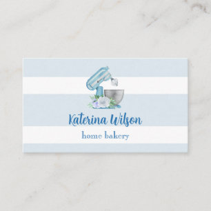 Blue Flower Mixer Pattern Bakery Business Card