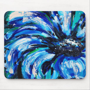 Blue flower mouse pad