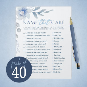 Blue Flower Name The Cake Bridal Shower Game Pack Notepad