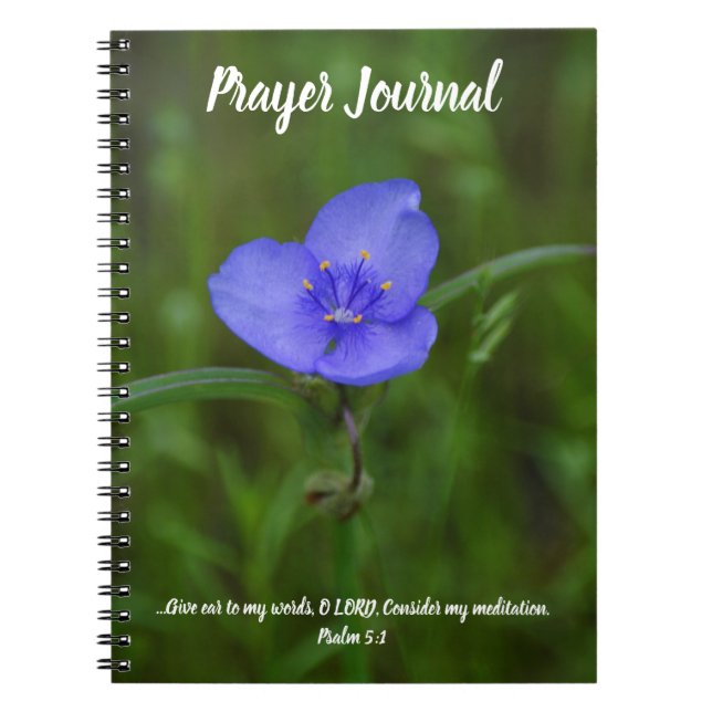 Blue Flower Nature Bible Verse Prayer Journal (Front)