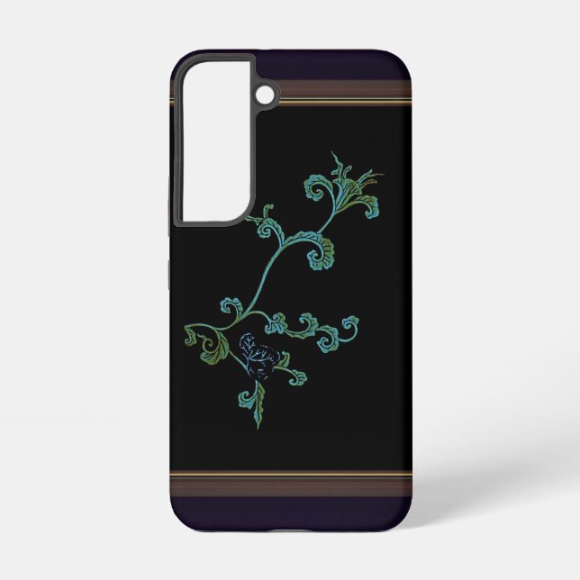 Blue flower On Black  Samsung Galaxy S22 Case (Back)