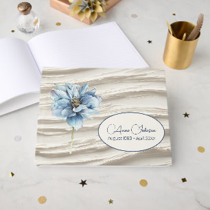 Blue Flower On Ivory Abstract Guest Book