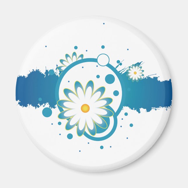 Blue Flower Paint Splash Magnet (Front)