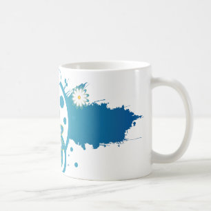 Blue Flower Paint Splash Mug