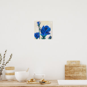 Blue Flower Painting Poster