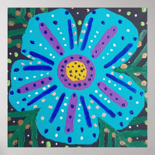 Blue Flower Painting Poster