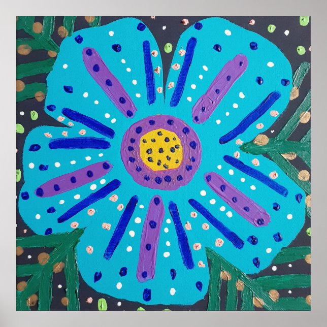 Blue Flower Painting Poster (Front)