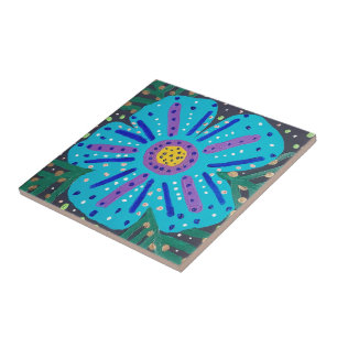 Blue Flower Painting Tile
