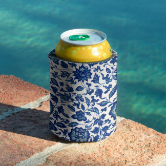 Blue Flower Pattern Can Cooler