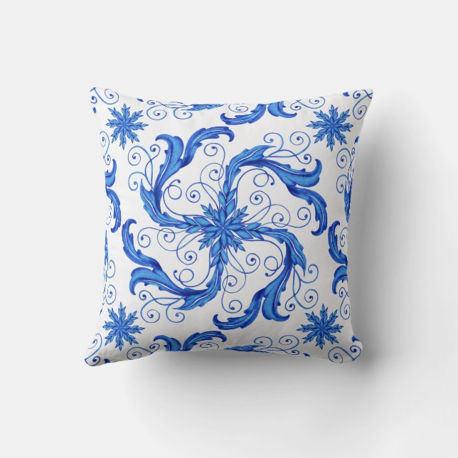 Blue flower pattern cushion (Back)