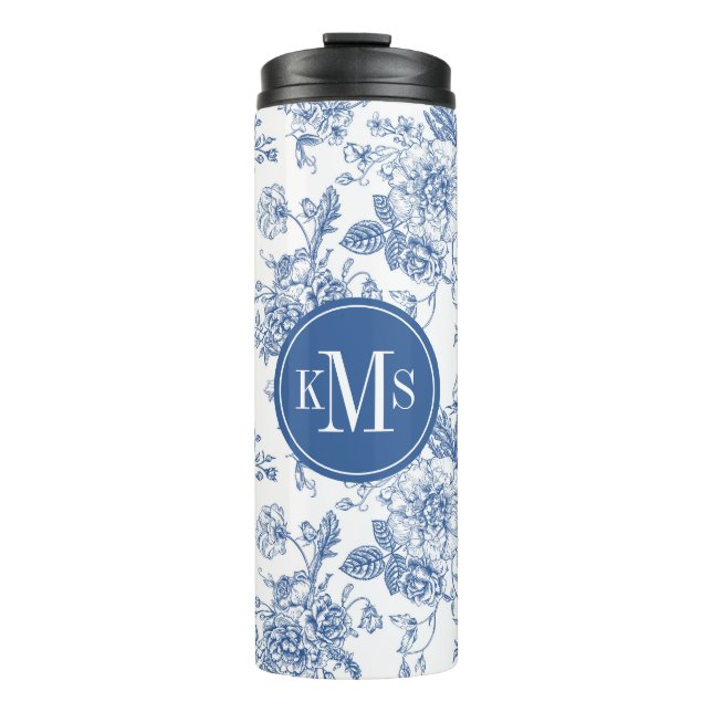Blue Flower Pattern Thermal Tumbler (Front)