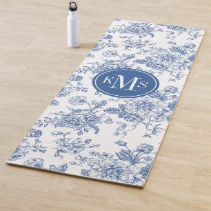Blue Flower Pattern Yoga Mat