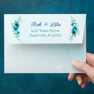 Blue Flower Personalised Welcome Wedding Envelope