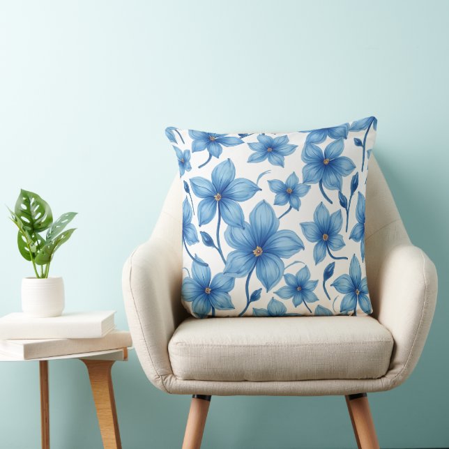 blue flower pillow (Chair)