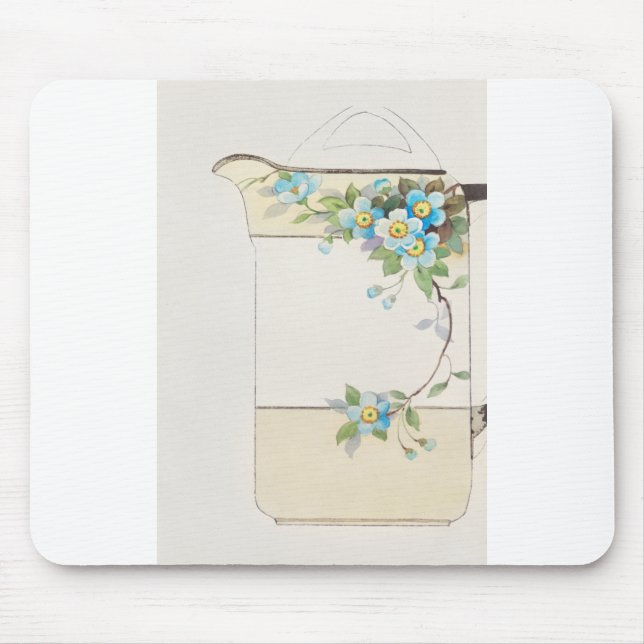 Blue Flower Pitcher Painting by Noritake Factory Mouse Pad (Front)