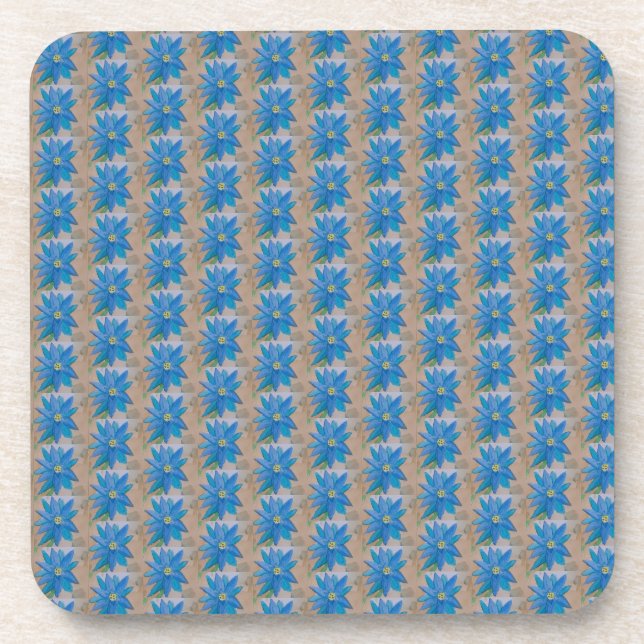 Blue Flower Plastic Coaster (Front)