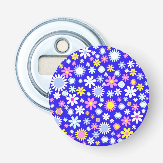 Blue Flower Power Bottle Opener (Front)