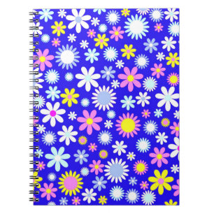 Blue Flower Power Spiral Notebook