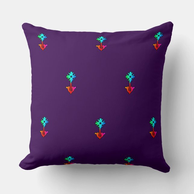 Blue Flower Purple Accent Sofa                  Cushion (Front)
