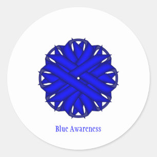 Blue Flower Ribbon by Kenneth Yoncich Classic Round Sticker