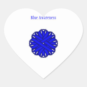 Blue Flower Ribbon by Kenneth Yoncich Heart Sticker