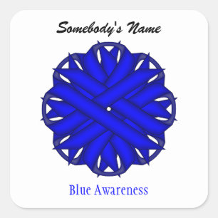 Blue Flower Ribbon by Kenneth Yoncich Square Sticker