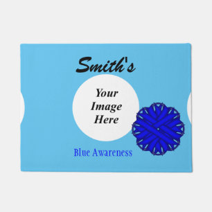 Blue Flower Ribbon Template by Kenneth Yoncich Doormat
