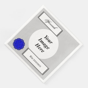 Blue Flower Ribbon Template by Kenneth Yoncich Napkin