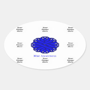 Blue Flower Ribbon Template by Kenneth Yoncich Oval Sticker