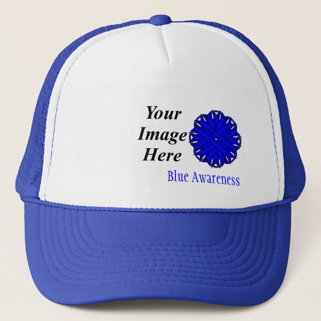 Blue Flower Ribbon Template by Kenneth Yoncich Trucker Hat (Front)