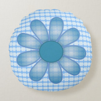 Blue Flower Screwball Graphics Round Cushion