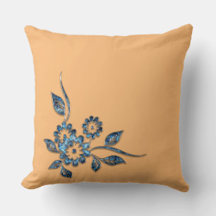 Blue flower silver jewellery decorative ornament cushion