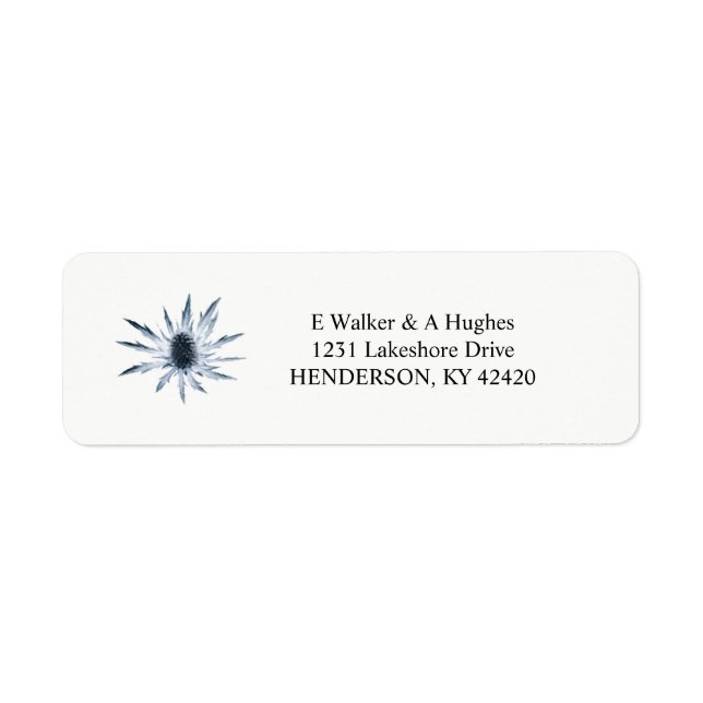 Blue flower simple elegant return address labels (Front)