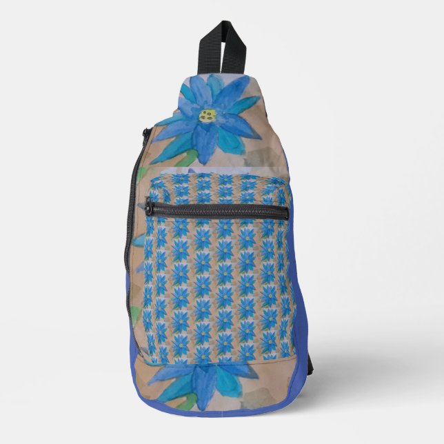 Blue Flower Sling Bag (Front)